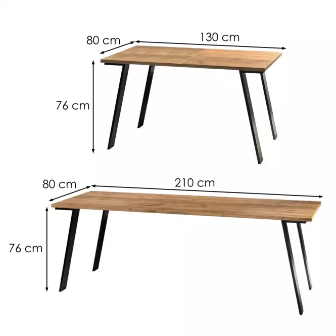 Kinyitható asztalok  Liwia 130/210x80 cm Tölgy Craft Aranysárga,3