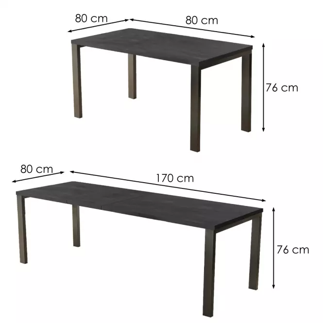 Kinyitható asztalok  Garant 80/170/80cm Konkrét sötét