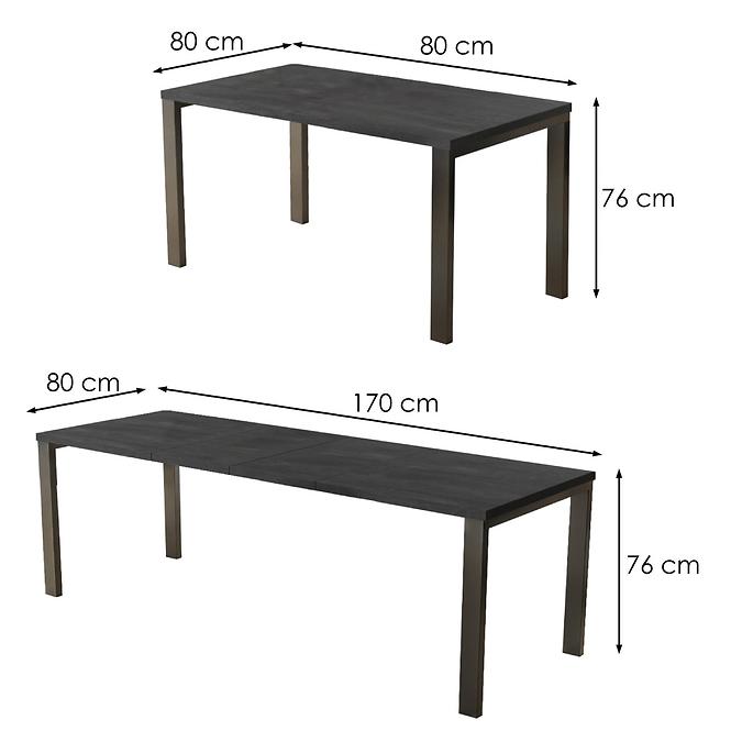 Kinyitható asztalok  Garant 80/170/80cm Konkrét sötét