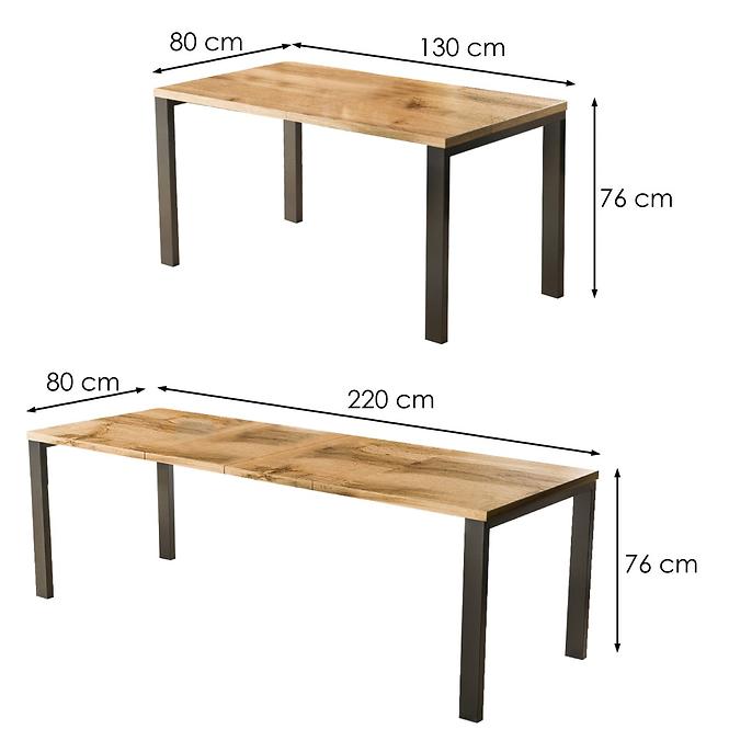 Kinyitható asztalok  Garant 130/220x80cm tölgy  Wotan