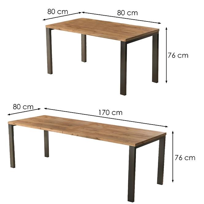 Kinyitható asztalok  Garant 80/170x80cm tölgy  Craft aranysárga
