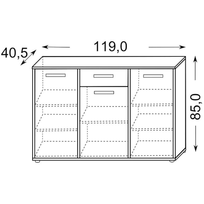Komód DSB 3D/1S fehér/sonoma