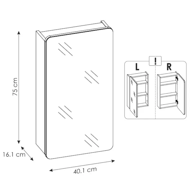 Fürdőszoba szekrény + tükörrel Aruba 40 cm,2