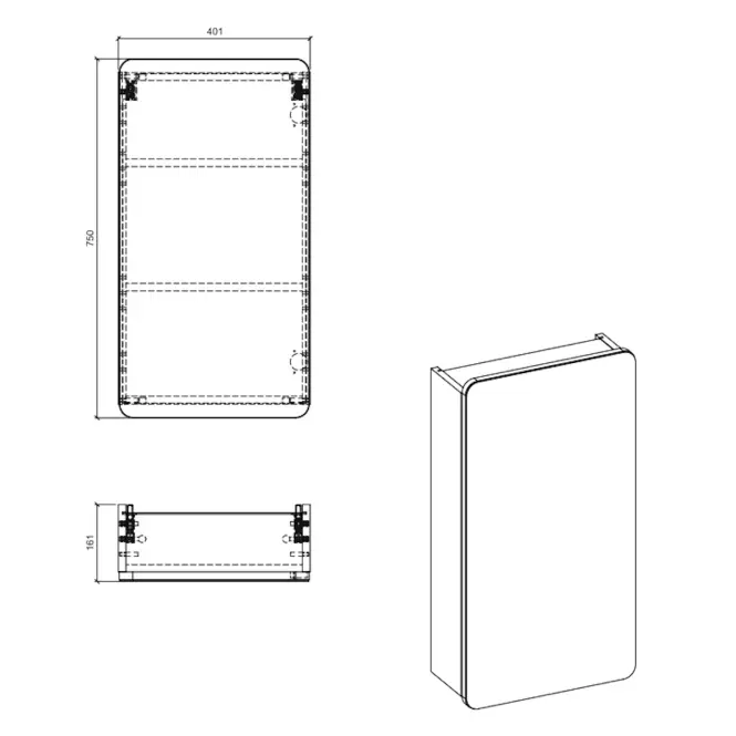 Fürdőszoba szekrény + tükörrel Aruba 40 cm,5