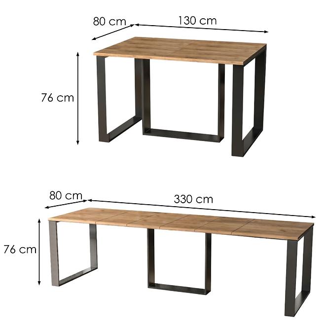 Kinyitható asztalok  Borys-130/330x80cm Tölgy  Craft Arany