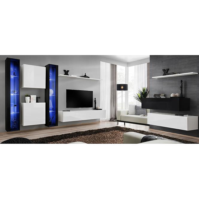 Fali szekrény Switch Üveg WW1 fekete +LED