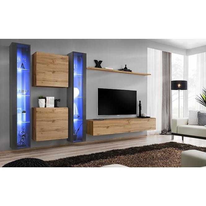 Fali szekrény Switch Üveg WW1 grafit + LED,3