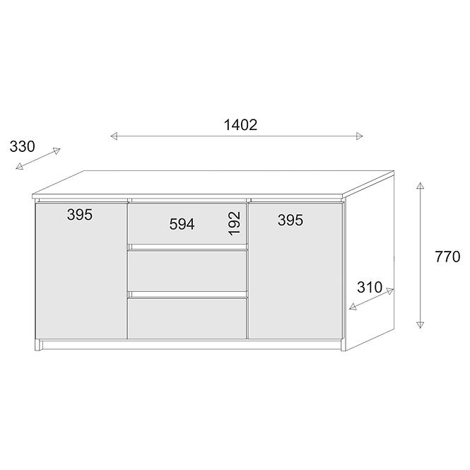 Komód Shine 2D3S sonoma/fehér