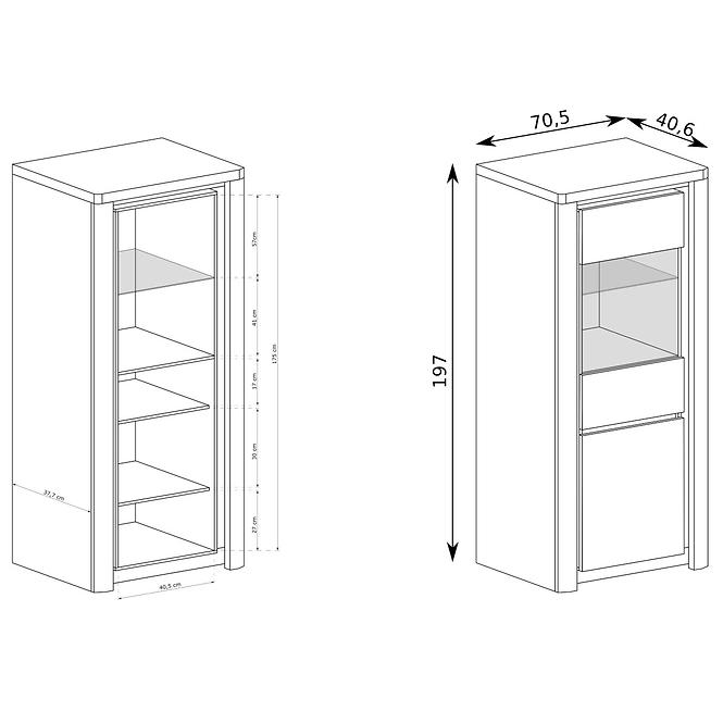 Vitrin Livinio L4 Ribbeck/fehér