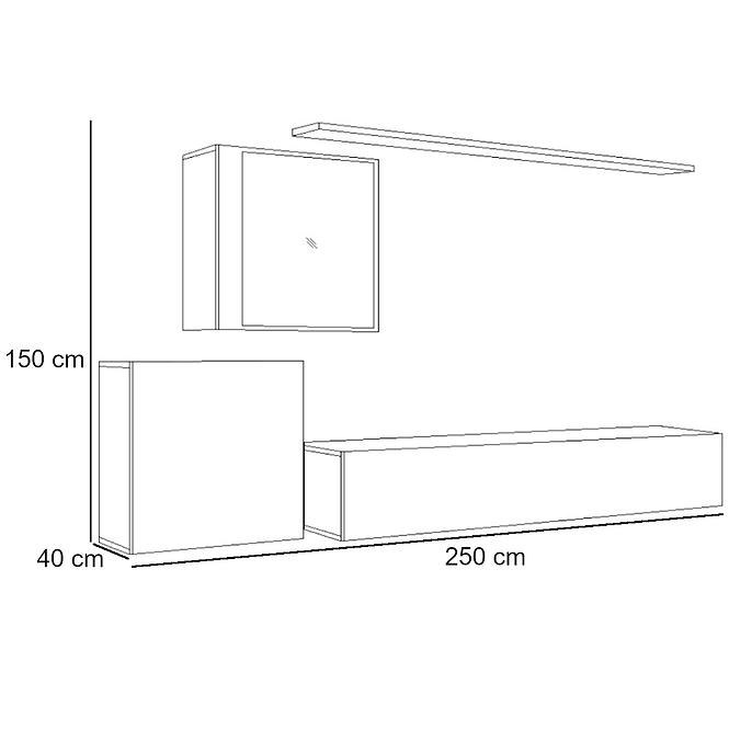 Nappali bútor Switch üveg XV +LED fehér/grafit