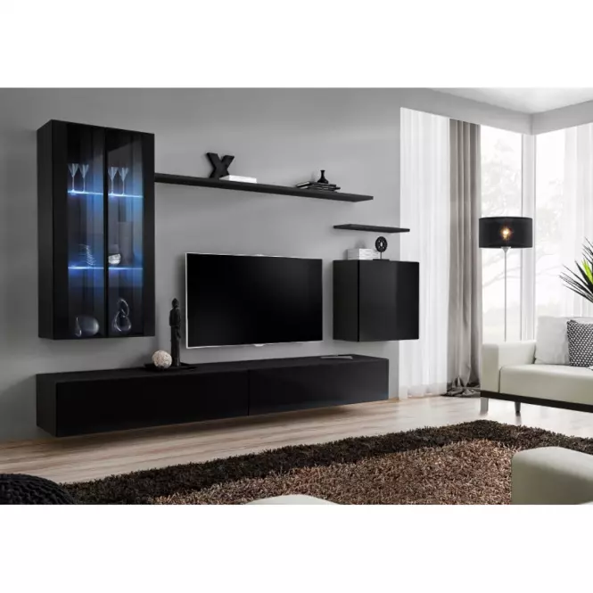 Fali szekrény Switch WW2 fekete +LED
