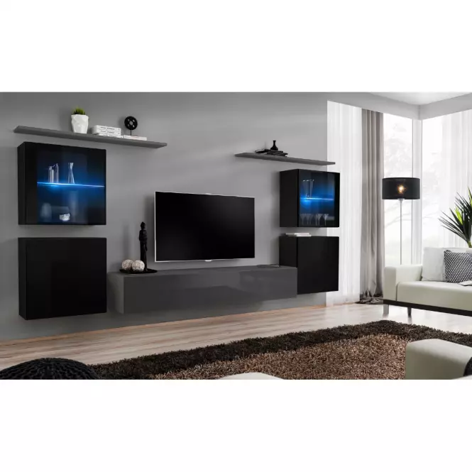 Fali szekrény Switch WW3 fekete +LED