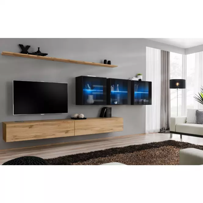 Fali szekrény Switch WW3 fekete +LED