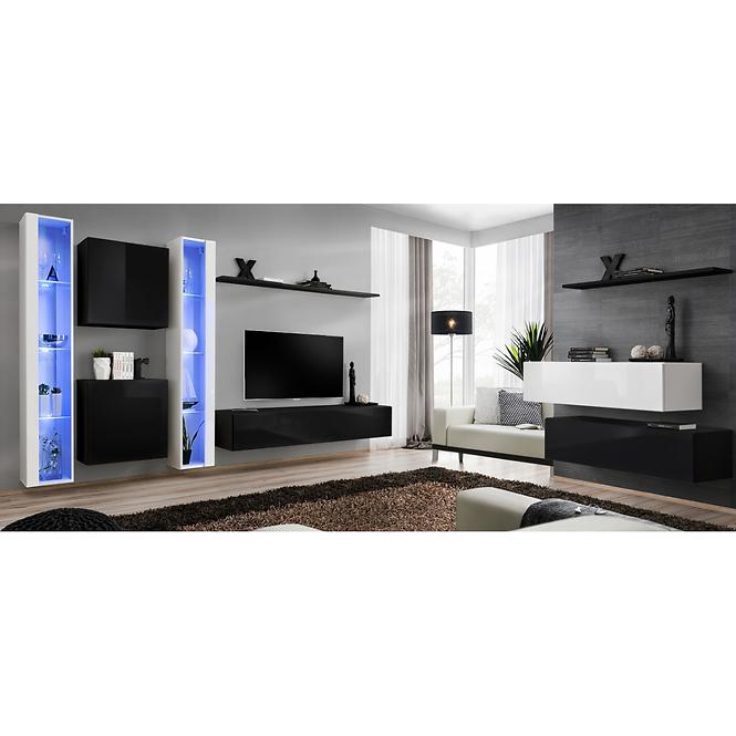 Nappali bútor Switch XVI üveg +LED fehér/fekete