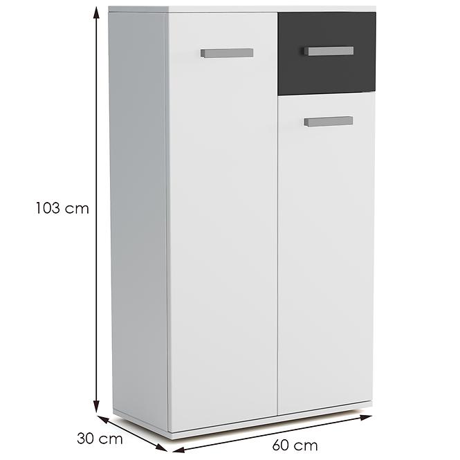 Komód Justus 03 White/ Black Gloss,2