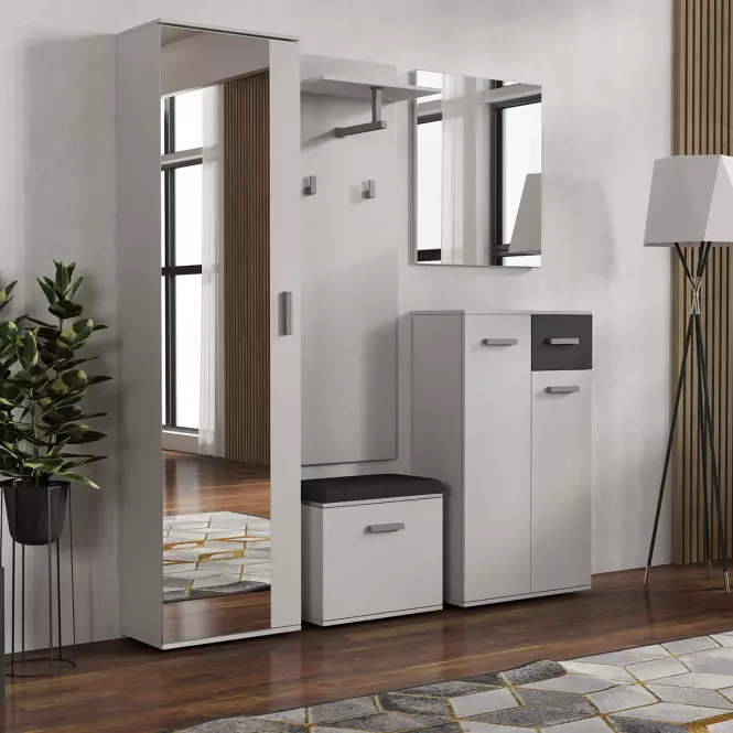 Cipősszekrény  Justus 05 White/ Black Gloss