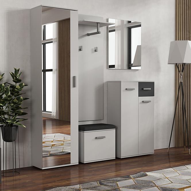 Cipősszekrény  Justus 05 White/ Black Gloss