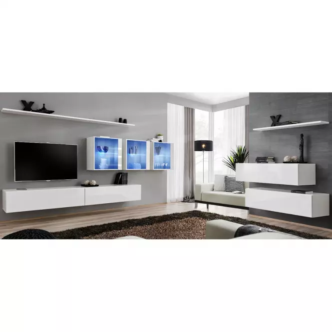 Nappali bútor Switch XVII üveg +LED fehér