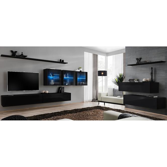 Nappali bútor Switch XVII üveg +LED fekete,3