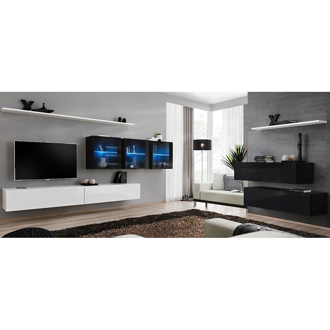 Nappali bútor Switch XVII üveg +LED fehér/fekete