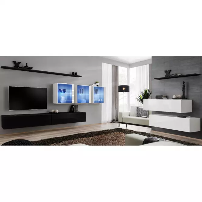 Nappali bútor Switch XVII üveg +LED fekete/fehér