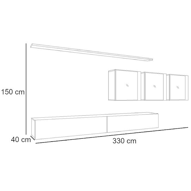 Nappali bútor Switch XVII üveg +LED Wotan/fehér