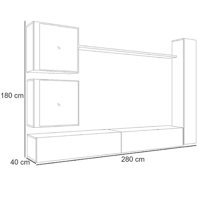 Nappali bútor Switch XVIII üveg +LED  fehér