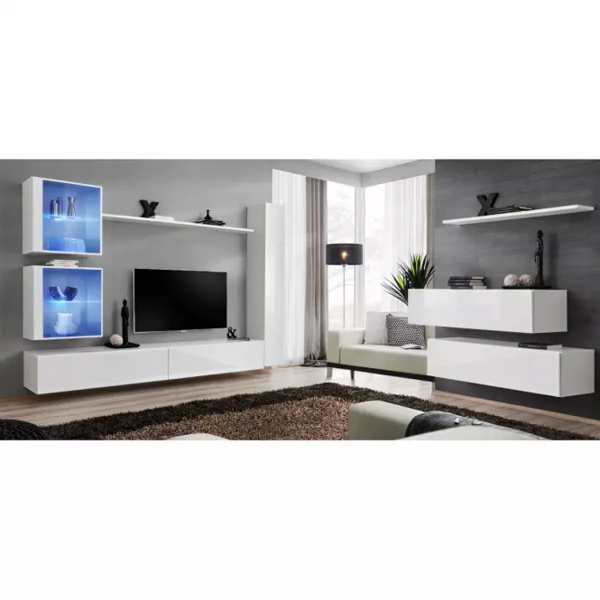 Nappali bútor Switch XVIII üveg +LED  fehér