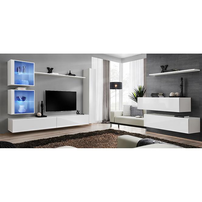 Nappali bútor Switch XVIII üveg +LED  fehér