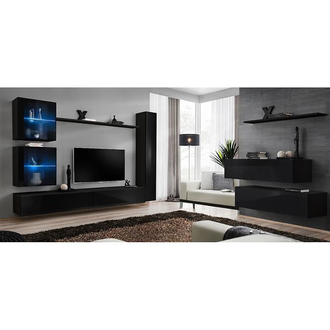 Nappali bútor Switch XVIII üveg +LED  fekete