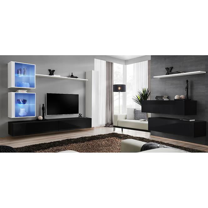 Nappali bútor Switch XVIII üveg +LED  fehér/fekete