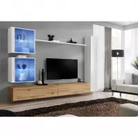 Nappali bútor Switch XVIII üveg +LED  fehér/Wotan