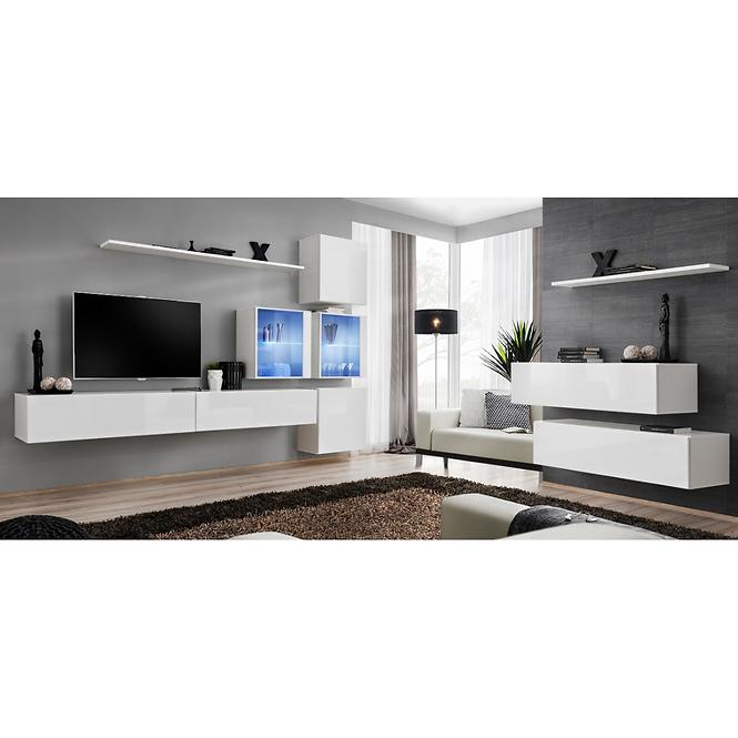 Nappali bútor Switch XVIII üveg +LED  fehér