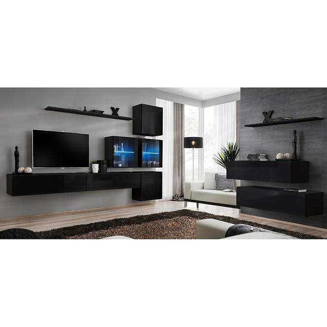Nappali bútor Switch XVIII üveg +LED  fekete
