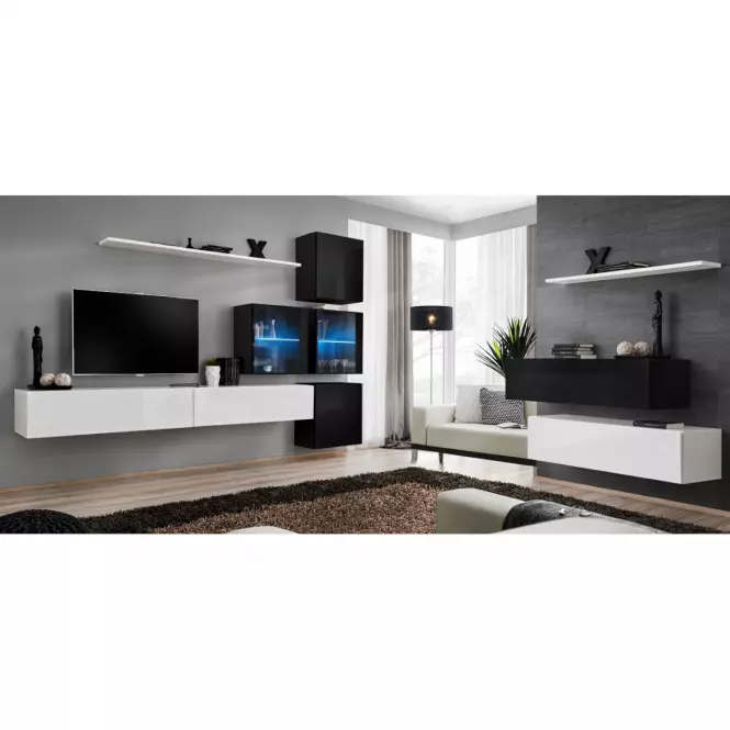 Nappali bútor Switch XVIII üveg +LED  fehér/fekete