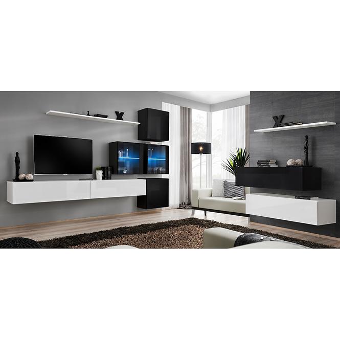 Nappali bútor Switch XVIII üveg +LED  fehér/fekete