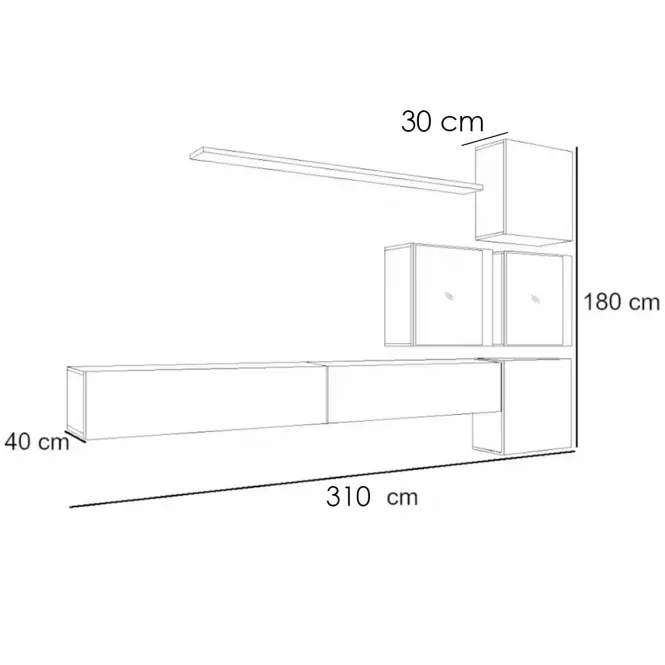 Nappali bútor Switch XVIII üveg +LED  fehér/fekete