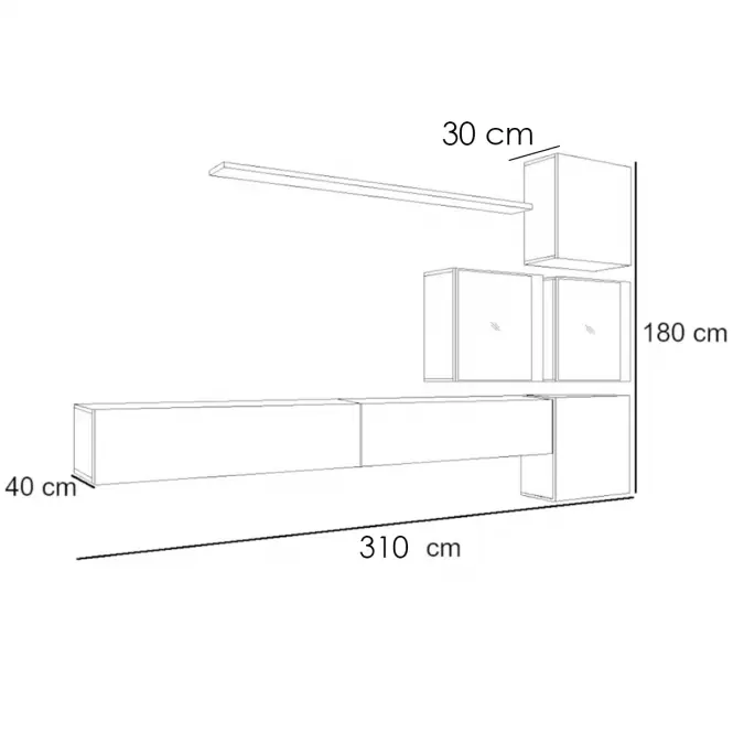 Nappali bútor Switch XVIII üveg +LED  fehér/fekete,3