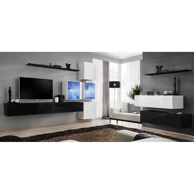 Nappali bútor Switch XVIII üveg +LED  fekete/fehér