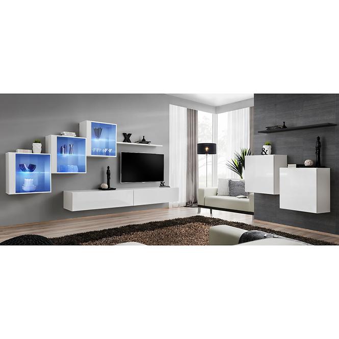 Nappali bútor Switch XVIII üveg +LED fehér