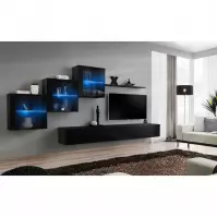 Nappali bútor Switch XVIII üveg +LED fekete