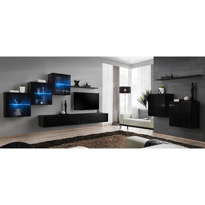 Nappali bútor Switch XVIII üveg +LED fekete