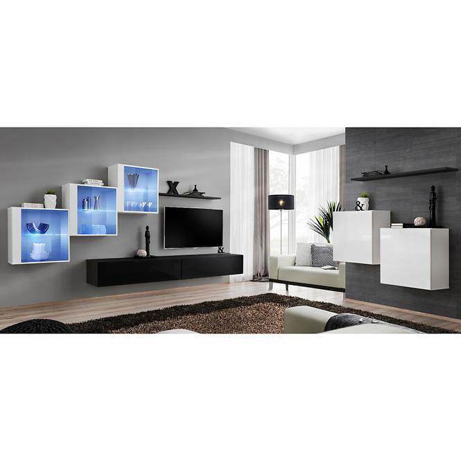 Nappali bútor Switch XVIII üveg +LED fehér/fekete