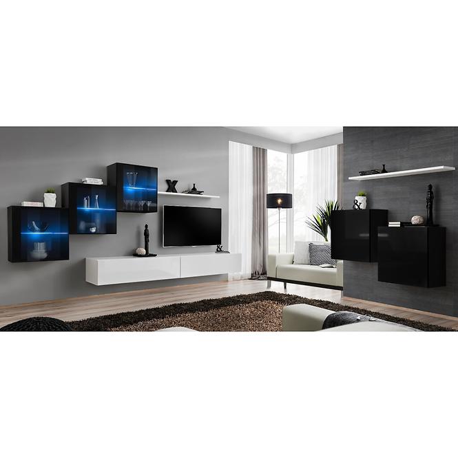Nappali bútor Switch XVIII üveg +LED fekete/fehér