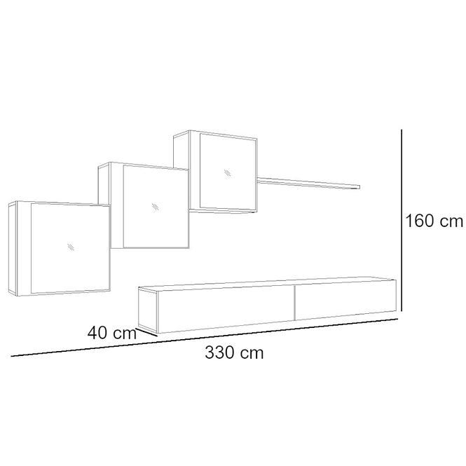 Nappali bútor Switch XVIII üveg +LED fehér/Grafit