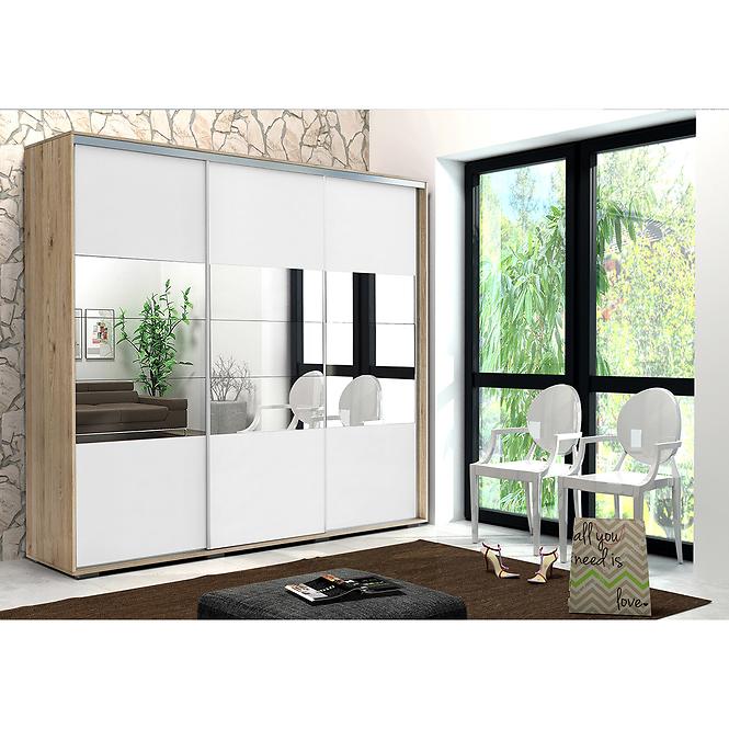 Szekrény Milena A26 250 tükör Craft aranysárga /fehér