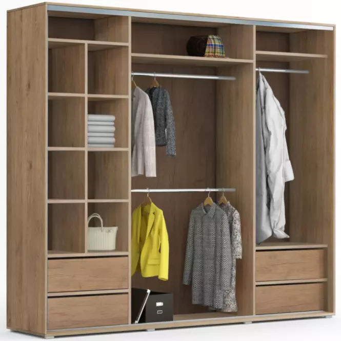 Szekrény Alicja A28 250 tükör Craft aranysárga/fehér Lacobel