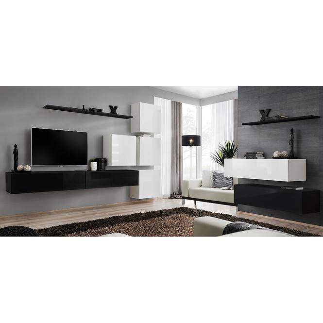 Komód+Falipolc Switch Sb II Fekete/Fehér/Fekete
