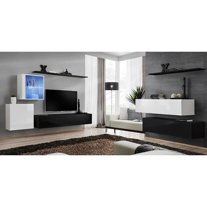 Komód+Falipolc Switch Sb II Fekete/Fehér/Fekete