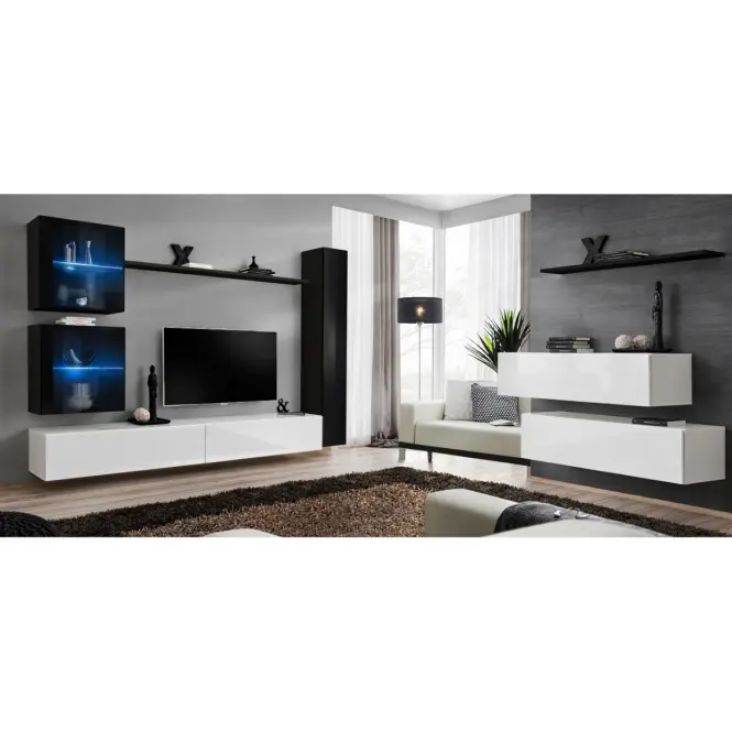 Komód+Falipolc Switch Sb II Fekete/Fehér/Fehér,11